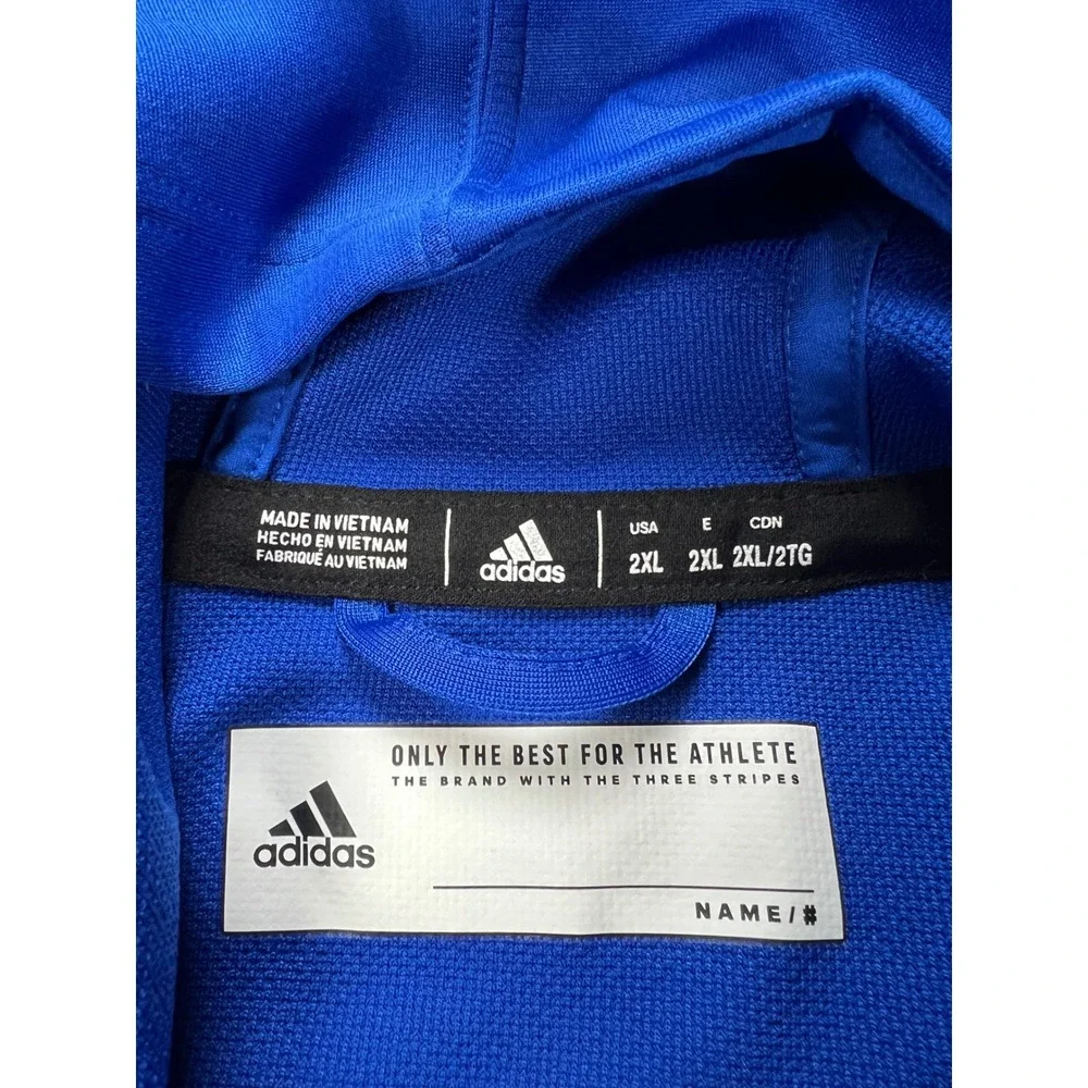 Adidas Full Zip Hoodie Mens 2XL Blue White Aeroready Striped Track Jacket